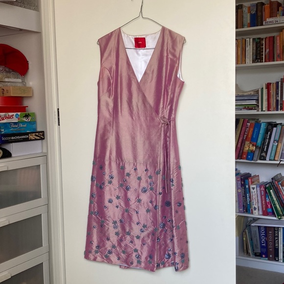 milk Dresses & Skirts - vintage milk pink silk dress (with flower bead detailing!!), size 10 womens